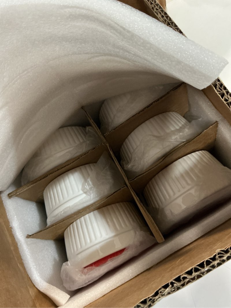 Condition photo showing New/Like New for dafuceramic ramekins with lids 8 oz white creme brulee ramekins ceramic oven safe pudding cups, set of 6 porcelain custard for baking dishwasher and microwave safe white 8oz