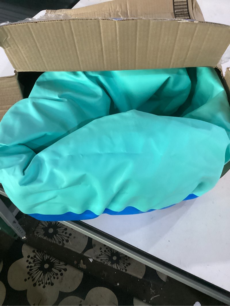 Condition photo showing As Is for awsum air roller gymnastics barrel inflatable tumbling mat back handspring trainer for octagon mat gym home gymnastics equipment 1pcs?no electric pump mintgreen/blue (l)47.3"x(diam)35.4"-no pump