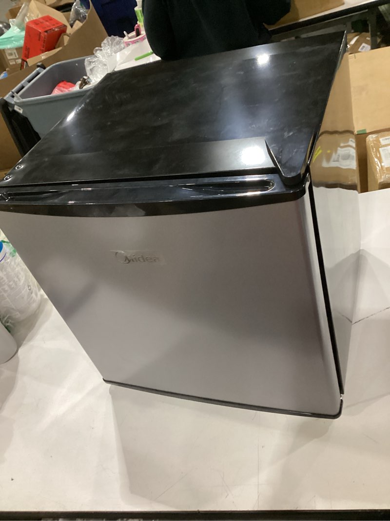 midea merm17b0asl 1.7 cu ft mini fridge, compact refrigerator with adjustable thermostat, reversible