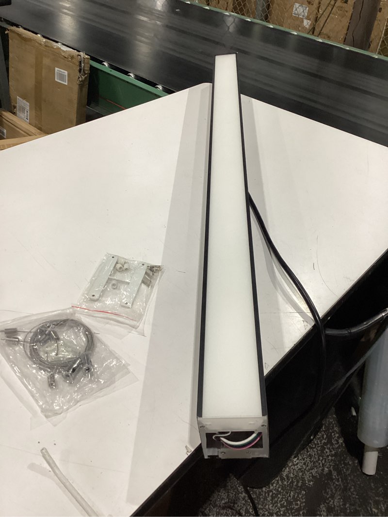Condition photo showing New/Like New for **not tested**  led linear light - 4ft color adjustable led up & down light fixture - 50 watt - 3000k/4000k/5000k - energy-efficient commercial illumination solution ideal for office and workshops - black