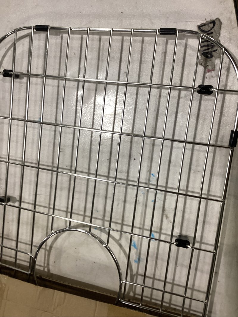 Condition photo showing Good Condition for ipegtop sink bottom grid 28"x 15", stainless steel sink protector centered drain with round corner radius, sink grate for bottom of kitchen single sink bowl with hole, one-piece 28"x 15",centered drain