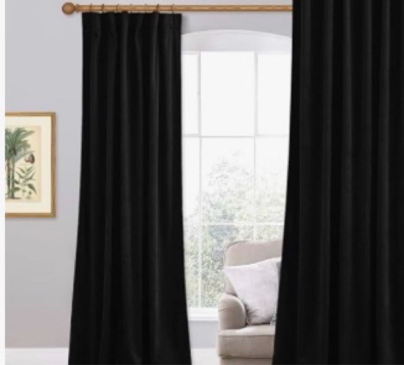 stangh black velvet curtains - premium blackout drapes for bedroom, heavy soft curtains with light b