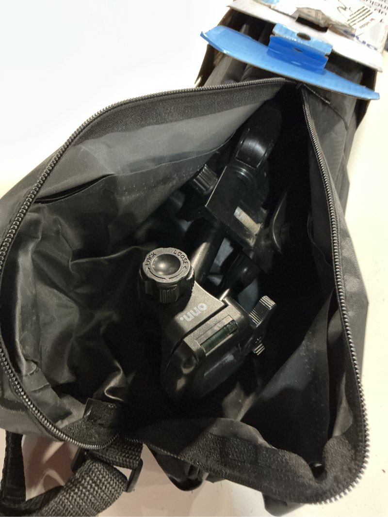 Condition photo showing As Is for onn 67-inch tripod with smartphone cradle for dslr cameras, smartphones and gopro action cameras