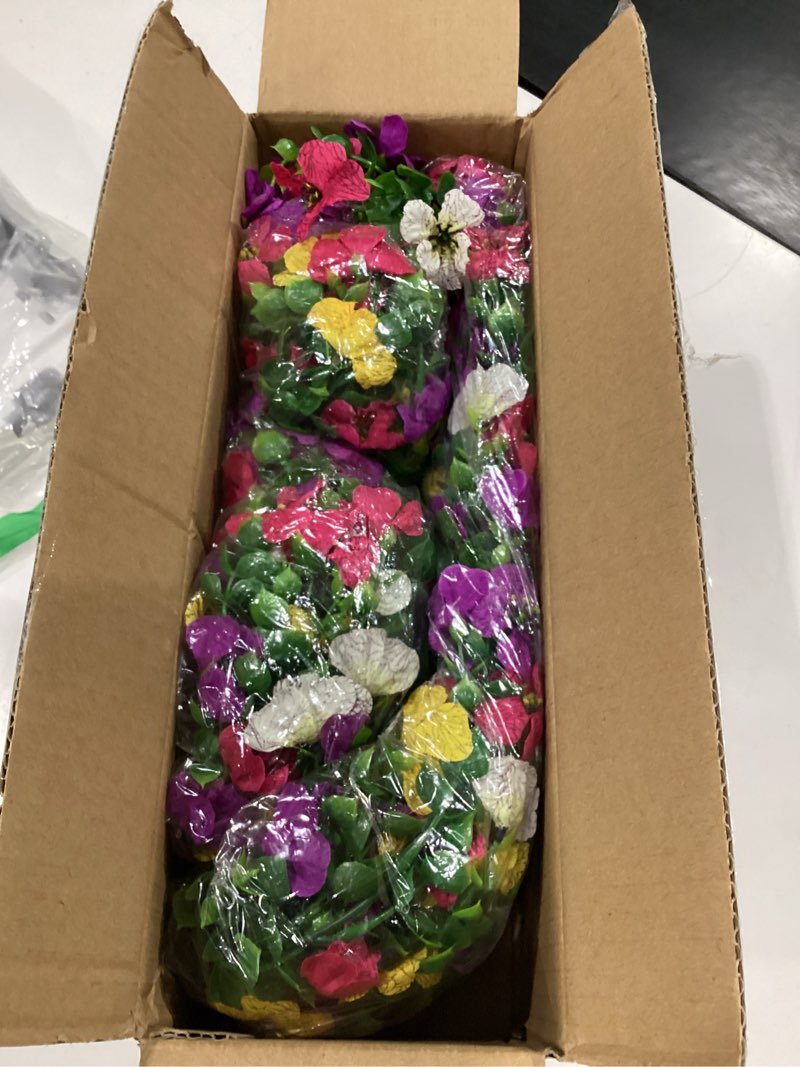 Condition photo showing New/Like New for turnmeon 4pcs artificial flowers for outdoors summer decor, uv resistant no fade fake hanging flowers faux plants realistic silk flower for outside gardens planter porch patio yard home indoor decor mixed color