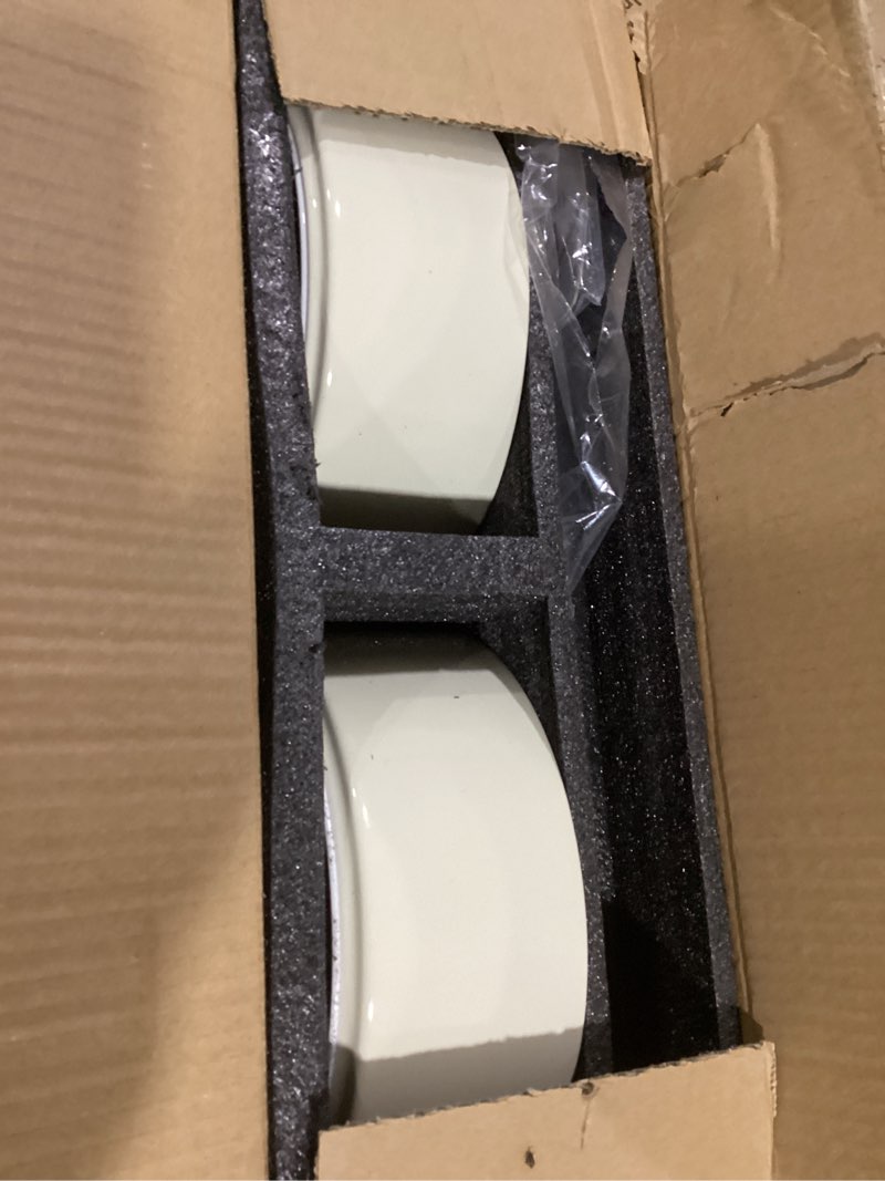 Condition photo showing Good Condition for Ceramic 8.2inch Raised Dog Bowl with Stand for Large- Breed Dogs, Pet Food and Water Feeder (Double Bowl with Stand - Beige) Double Bowl with Stand - Beige 8"D