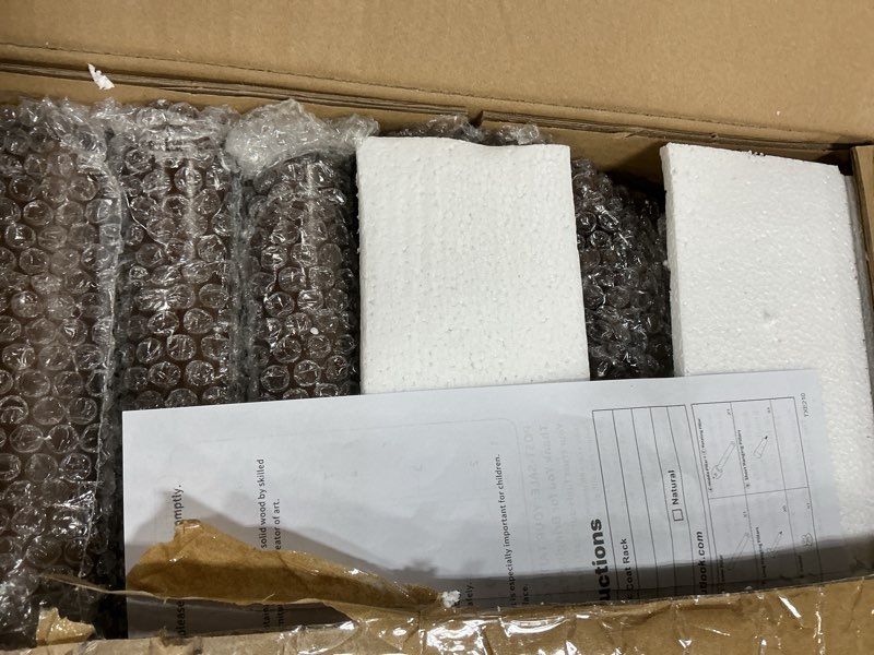 Condition photo showing New/Like New for Solid Wood Coat Rack Freestanding Coat Tree with 10 Hooks for Bedroom, Livingroom, Entryway, Sturdy Coat Hanger Stand for Hats, Coats, Scarves, Handbags, Purses Walnut Brown