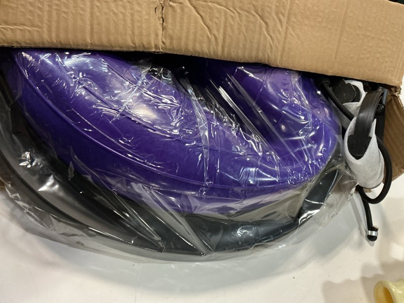 Condition photo showing Good Condition for Honoson Half Ball Trainer Yoga Ball with Resistant Band Foot Pump Set, Half Exercise with Fitness Elastic Belt Hedgehog Balance Pods for Core Stability Full Body Workout Gym Purple 18 Inch