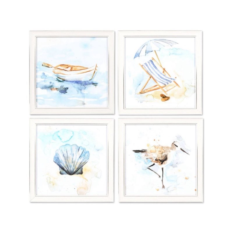 PRINZ Ava Barrett 16  x 16  Watercolor Beach Scenes Framed Wall Art (Set of 4)