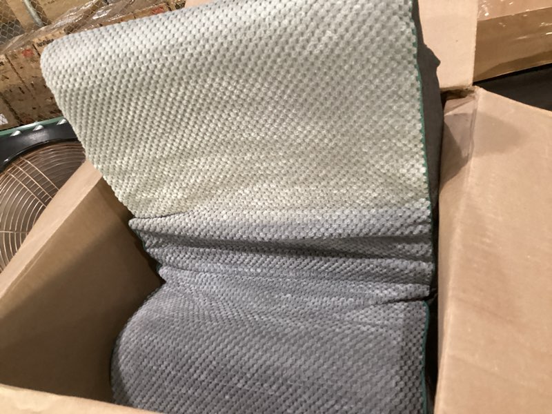 Condition photo showing As Is for gardner pet 4-step dog stairs for small dogs 18.5" h, curved 4-step pet stairs, dog steps for high bed (18-20 in), couch with durable non-slip waterproof fabric cover and certipur-us certified foam grey 4 28"d x 15.7"w x 18.5"h