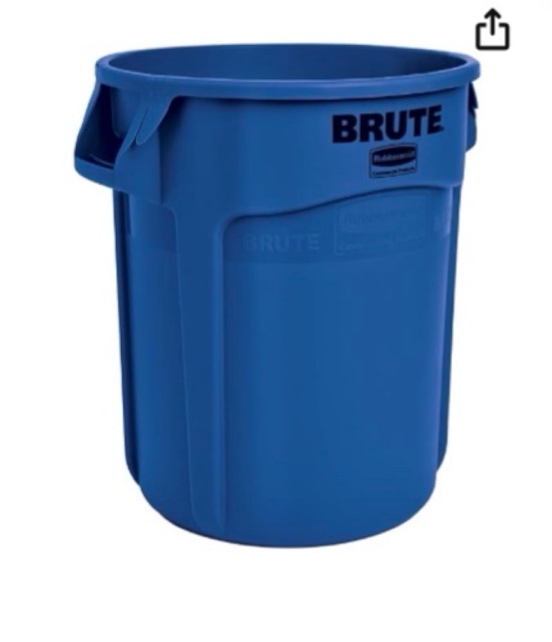 Rubbermaid Commercial Products BRUTE Heavy-Duty Round Trash/Garbage Can, 20-Gallon, Blue, for Landscapers/Construction Sites/Restaurants/Back of House/Offices/Warehouses/Commercial Environments