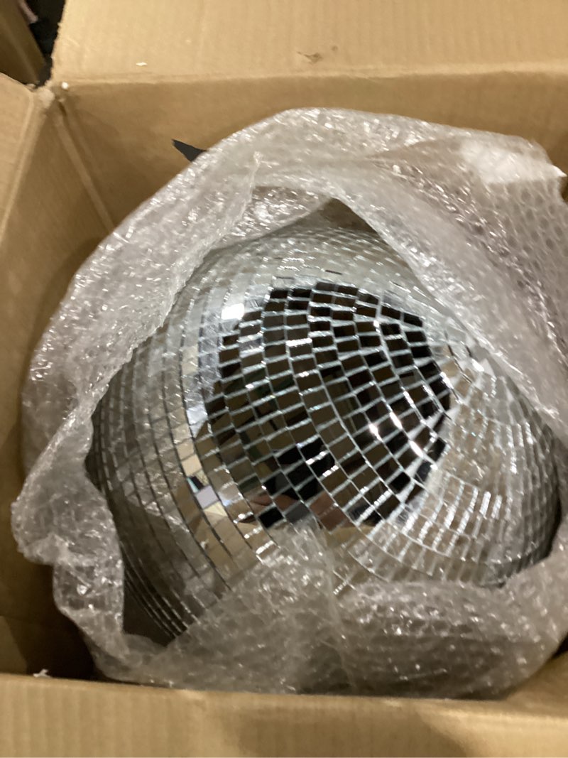 Condition photo showing New/Like New for youdepot 12-inch large hanging mirror ball for disco party decor | disco ball decor, for weddings, events, disco christmas decor, and home celebrations, decorations 12 in