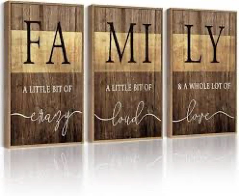 Drsoum Home Family Wall Decor Farmhouse Sign Wall Hanging Decor Rustic Netural Quotes Prints Artwork