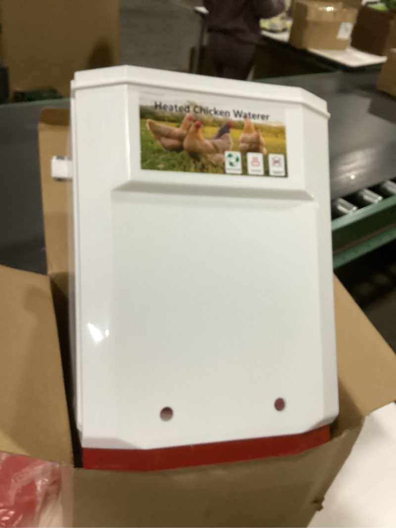 Condition photo showing Good Condition for 3 Gallon Heated Chicken Waterer for Winter Automatic Chicken Water Heater,Adsjustable Height Anti-Freezing Poultry Watering System with Thermostatic Control,Red,12.6 in x 8.3 inch x 8.3 in red 12.6 in x 8.3 inch x 8.3 in