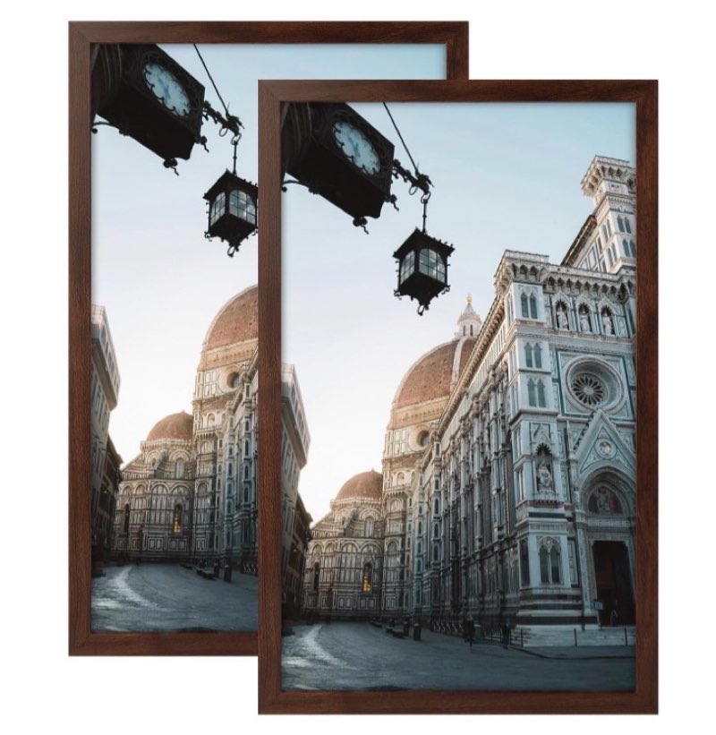 Golden State Frame with Plexiglass, Engineered Wood Large Poster Frame - Horizontal and Vertical Display for Wall - Set of 2 (Dark Brown)