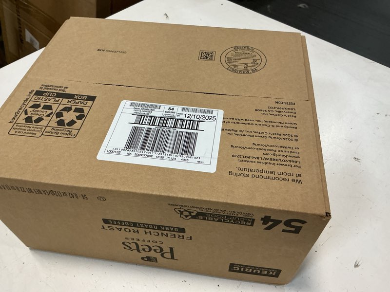 Condition photo showing New/Like New for  ( BBD : 12 /10/2025))  Peet's Coffee, Dark Roast Keurig K-Cup Pods - French Roast 54 Count (1 Box of 54 K-Cup Pods) French Roast 54 Count (Pack of 1)