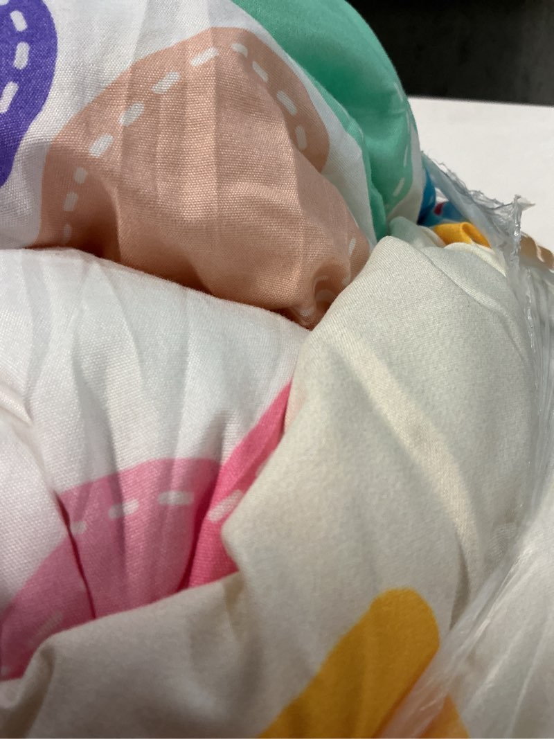 Condition photo showing Good Condition for btargot 5 piece beige rainbow comforter set for girls boys kids, full size cartoon love hearts flowers and sun star bedding set, bed in a bag with comforter, sheets and pillowcases beige full
