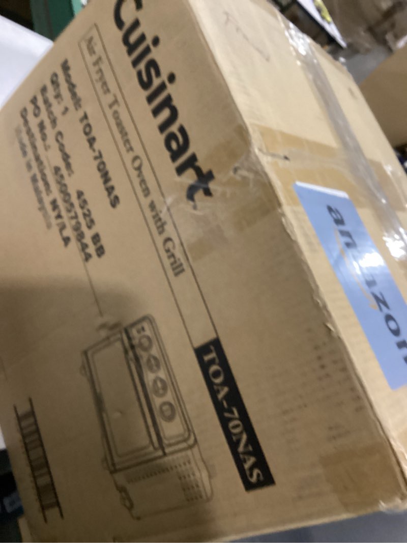 Condition photo showing As Is for Cuisinart Air Fryer Toaster Oven with Grill, 1800W 8-1 Air Fryer Oven with Bake, Convection Bake, Grill, Broil and Warm Options, Large Capacity, 60-Minute Timer, TOA-70W, White White Convection Toaster Air Fryer Oven w/ Grill