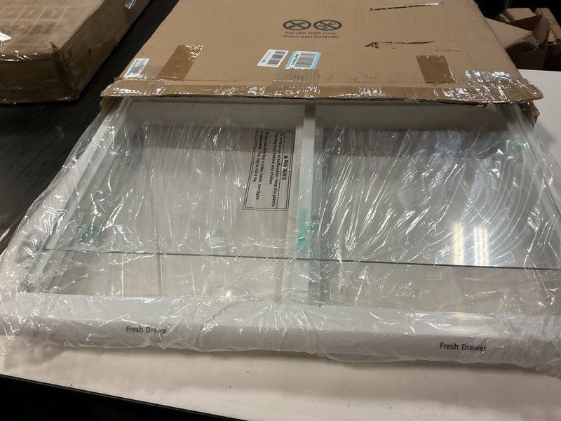 Condition photo showing Good Condition for upgraded 240364787 refrigerator crisper drawer cover frame & 240350608 crisper glass replacement fit for frigidaire, ken-more, elec-trolux crisper pan cover fftr1814twb, lftr1832tf0, 253.78893016