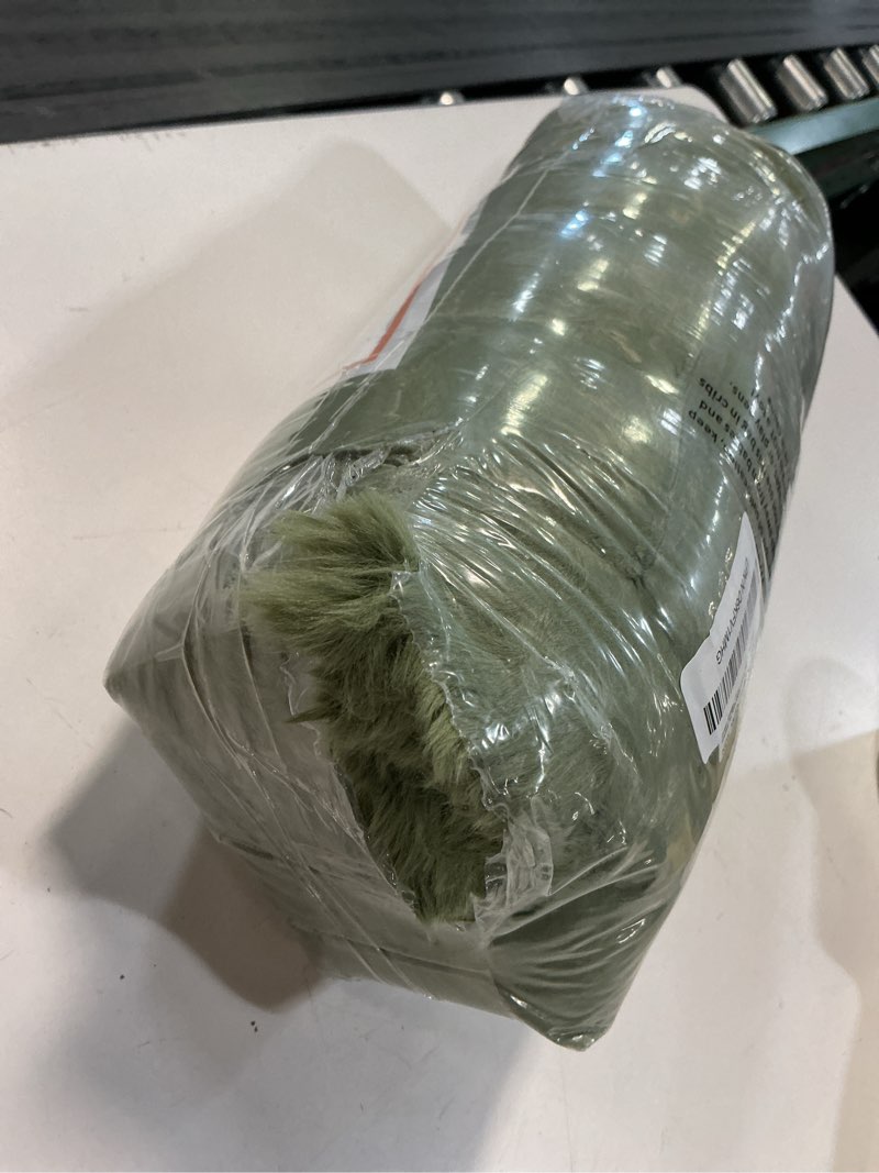 Condition photo showing Good Condition for mego fluffy faux rabbit fur throw, luxury ribbed stripe plush fuzzy blanket for bed couch sofa chair, ivory shaggy throw bedroom living room, furry blanket for kids girls teens adults, 50x60, green  50\\\"x60\\\" green