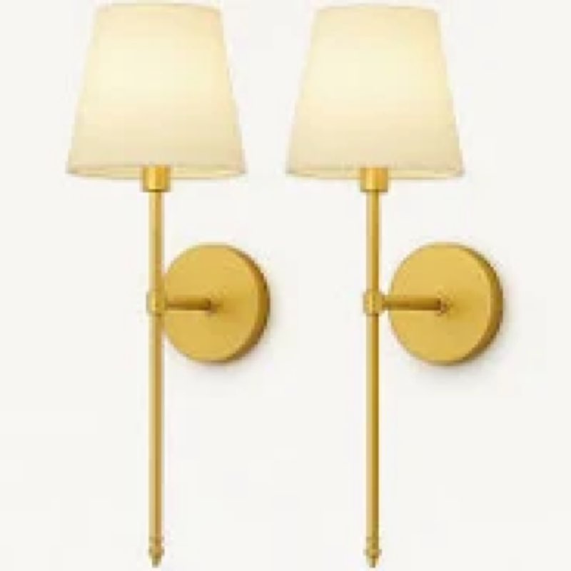 DORESshop Battery Operated Wall Sconce Set of 2, Wireless Wall Light Easy to Install, 15 Color Rechargeable Wall Sconces, Sconce Wall Decor Set of 2 for Bedroom, Living Room, Gold, 24.6in