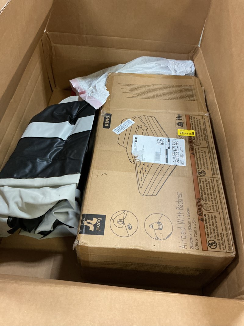 Condition photo showing As Is for dimar garden king size air mattress with headboard and pump,blow up mattress inflatable bed with pillows