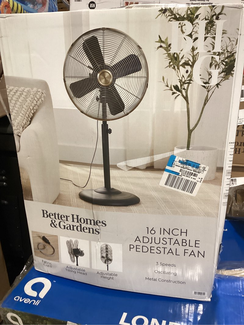 Condition photo showing As Is for better homes & gardens new 3 speed 16 inch vintage metal stand fan in black