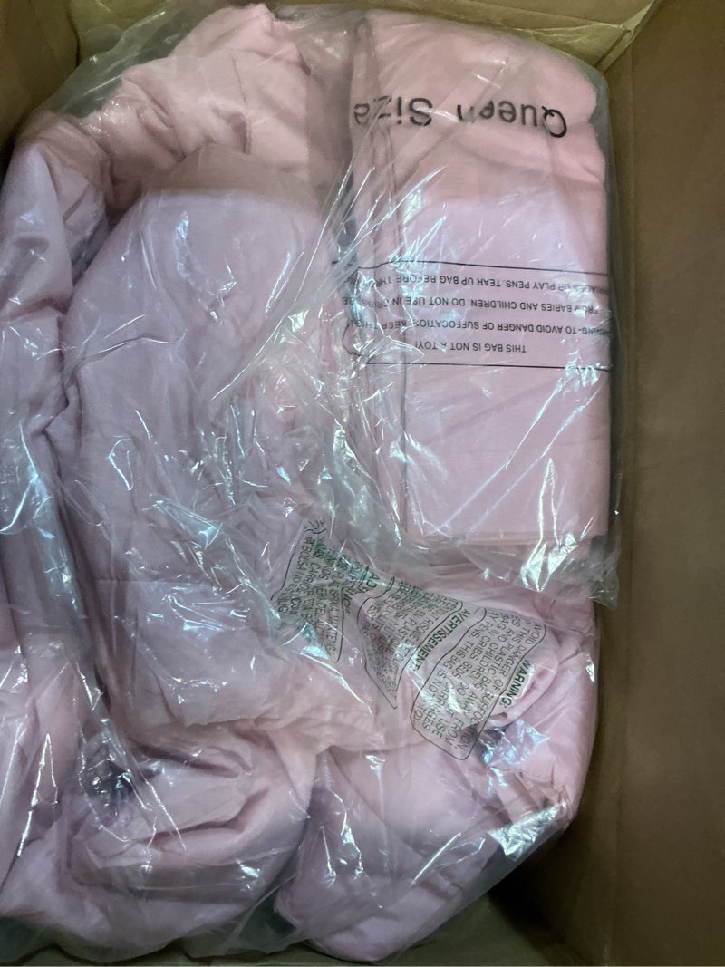 Condition photo showing Good Condition for DOWNCOOL Queen Comforter Set, 7 Pieces Bedding Sets Queen Pink, All Season Down Alternative Bed in a Bag Queen with Comforter, Flat Sheet, Fitted Sheet, 2 Pillow Shams & 2 Pillowcases Pink Queen
