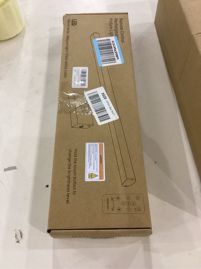 Condition photo showing New/Like New for Picture Light, 17.5inches Picture Light Battery Operated,3CCT Picture Frame Light,Wireless Picture Lights for Wall Artwork Display, Photo,Library (Satin Nickel) Brush Nickel 17.5inches