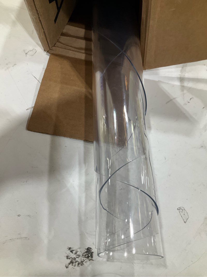 Condition photo showing As Is for clear pvc table cover protector round plastic tablecloths oval transparent table pad mat for coffee table garden table cocktail table waterproof durable heat resistant wipeable 44" dia 1.5mmthick clear round 44" x 44"