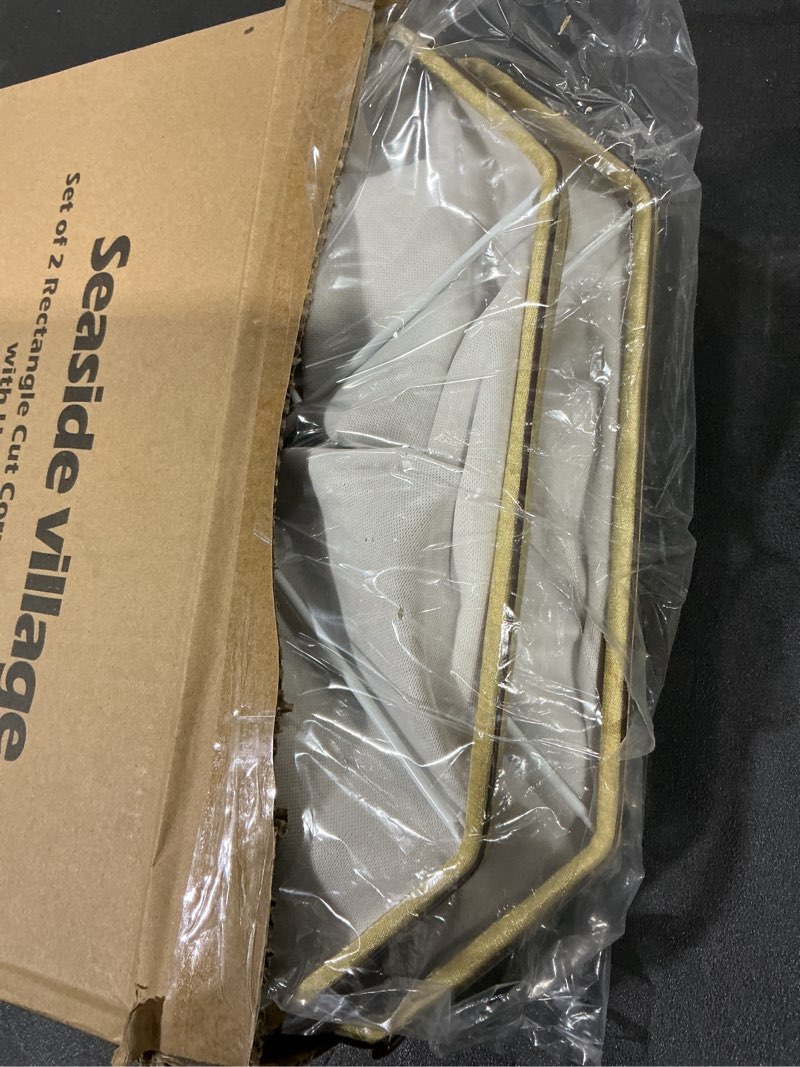Condition photo showing Good Condition for Rectangle Cut Corner Lamp Shades Set of 2, 10.5" x 10"x 13" Modern Medium Gold Lampshades with Brown Rim, Included 2 Pack Lamp Harps, Suitable for E26 Base and Saddle Base, Easy Assembly Required