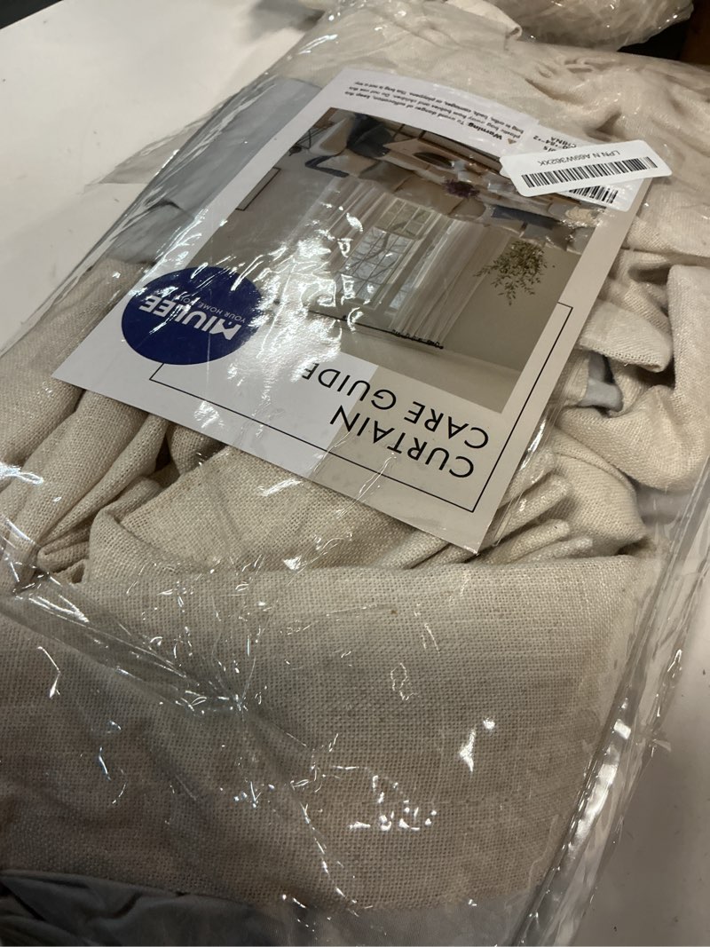 Condition photo showing Good Condition for MIULEE Birch Pinch Pleated 100% Blackout Linen Curtains for Bedroom, Room Darkening Memory Trained Light Blocking Window Curtains 84 inches Long for Living Room, Black Out Pleat Drapes, 2 Panels 40"W x 84"L (Pack of 2) Birch