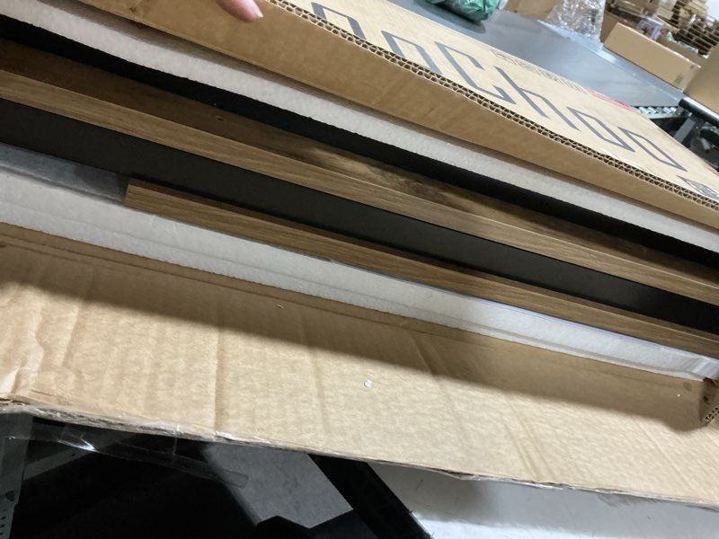 Condition photo showing As Is for ChooChoo Farmhouse End Table, Narrow Side Table, Slim End Table with Storage Shelf for Small Spaces for Living Room, Bedroom Rustic Oak & Black Rustic Oak & Black 1 Pack