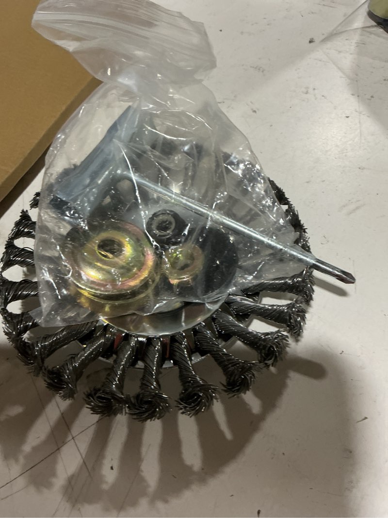 Condition photo showing Good Condition for 2026new 6 inch unbreakable wired trimmer blade, steel wire cutter trimmer head, wire rotary brush weed trimmer head, weed eater head with adapter kit for moss grass rust removal