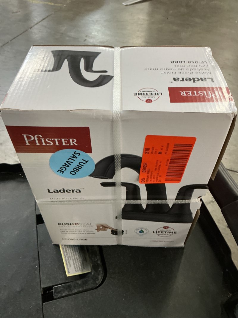 Condition photo showing New/Like New for ladera 4 in. centerset double handle bathroom faucet in matte black