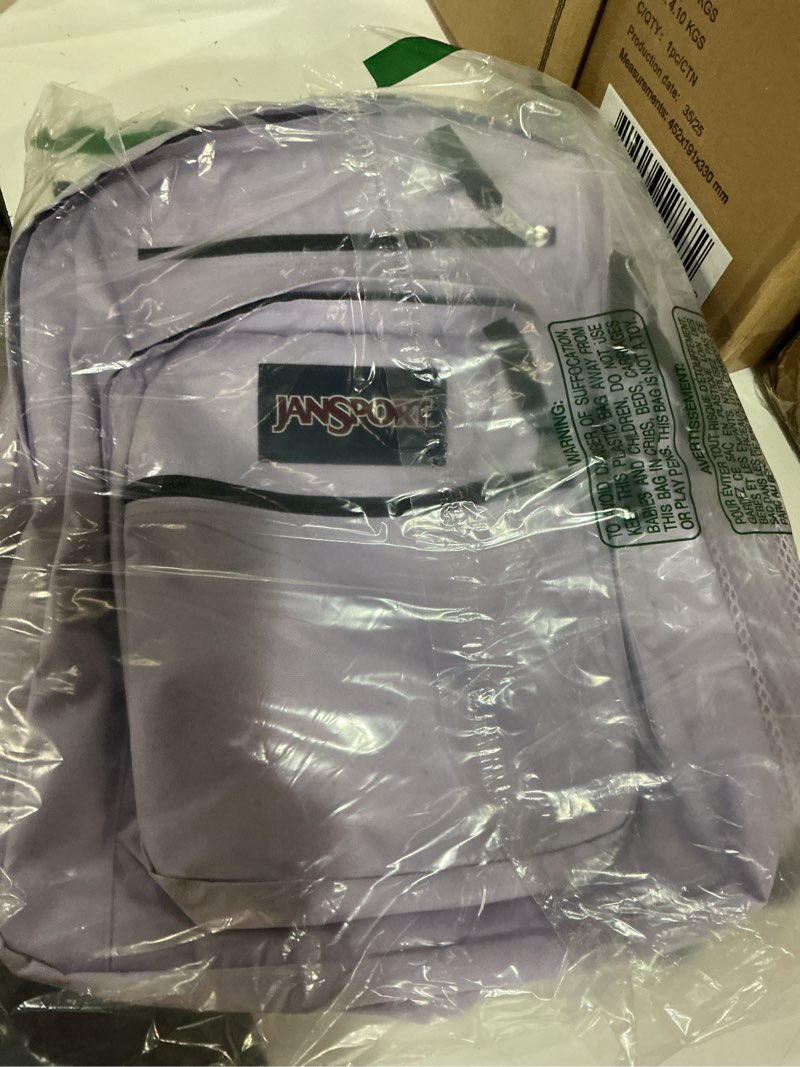 Condition photo showing New/Like New for jansport laptop backpack - computer bag with 2 compartments, ergonomic shoulder straps, 15” laptop sleeve, haul handle - pastel lilac