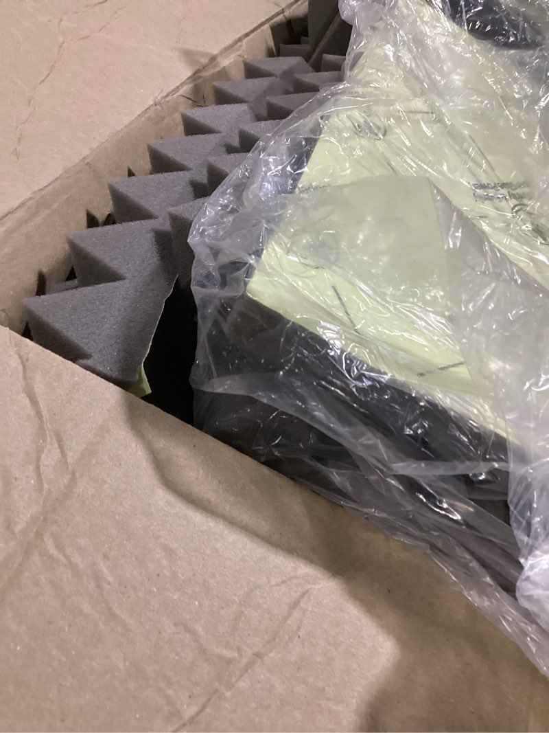 Condition photo showing Good Condition for 48 pack pyramid sound proof foam panels for walls with updated self-adhesive 2"x12"x12" high density acoustic panels sound absorbing fast-expanding soundproof wall panels for gaming studio decor- gray 2 inch 48 pack gray