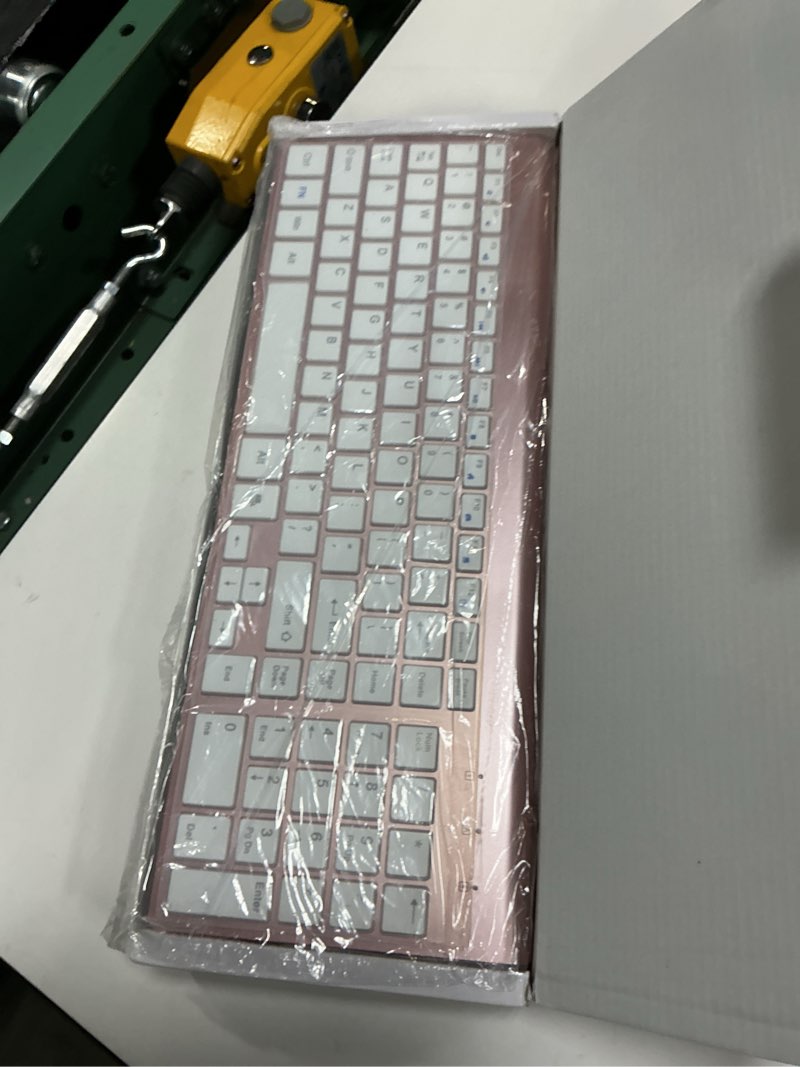 Condition photo showing Good Condition for wireless keyboard and mouse ultra slim combo, topmate 2.4g silent compact usb 2400dpi mouse and scissor switch keyboard set with cover, batteries included, for pc/laptop/windows/mac - rose gold white
