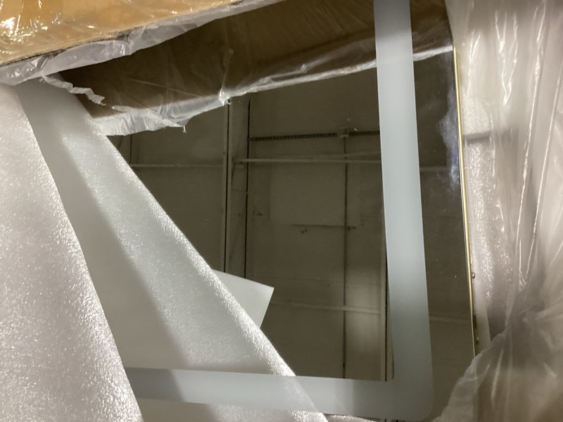 Condition photo showing New/Like New for FENNIO Vanity Mirror with Lights 32"x22", Lighted Makeup Mirror, Large Vanity Mirror with Lights, Touch Sensor with 3 Color Lighting,USB Charging Port for Vanity Desk Tabletop?Gold? Gold 32"L x 22"W