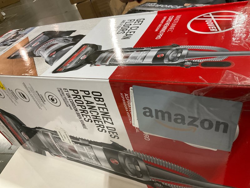 Condition photo showing As Is for hoover windtunnel cord rewind pro bagless vacuum cleaner, corded upright vacuum cleaner for carpet and hard floor, automatic cord rewind, corded vacuum cleaners for home use