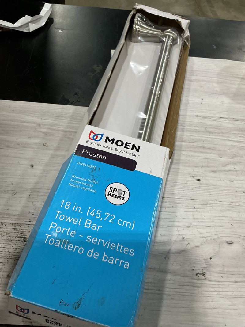 Condition photo showing New/Like New for moen dn8418bn preston towel bar  18   brushed nickel