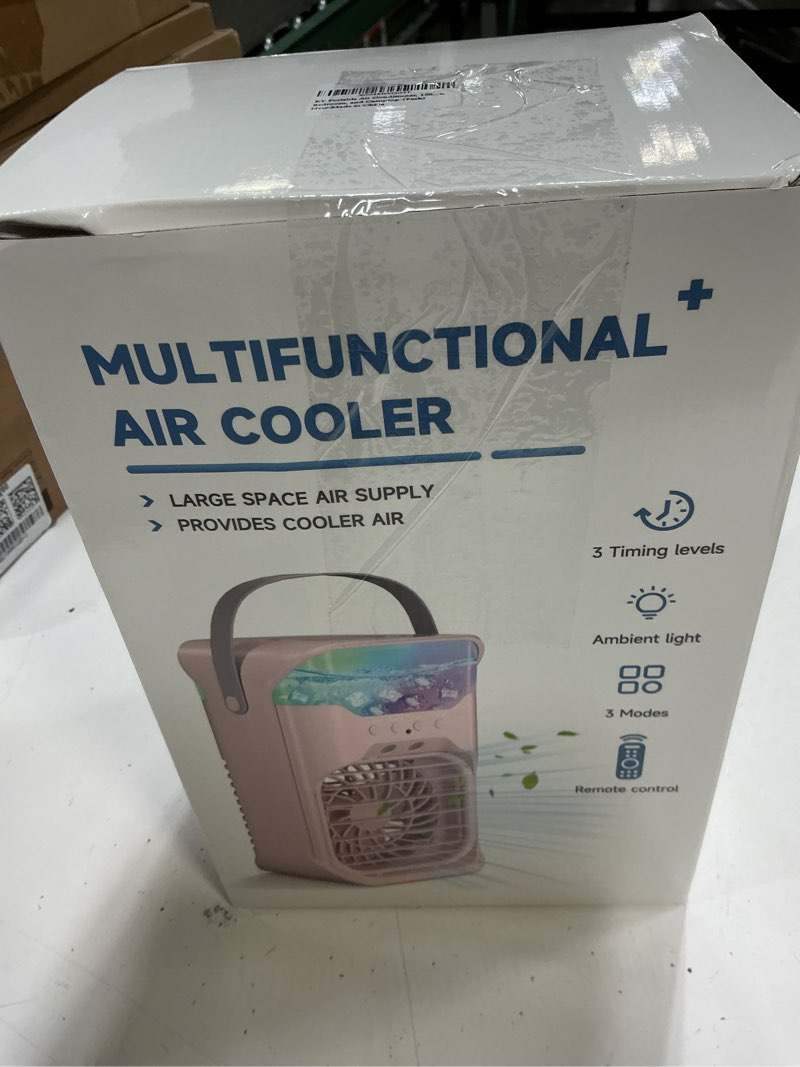 Condition photo showing New/Like New for powerful cool mist humidifier with fan, 1500ml large tank, wide-area humidification, 4 speeds & 2 mist modes, quiet personal air humidifier with timer & 7-color light for bedroom, office, and home pink