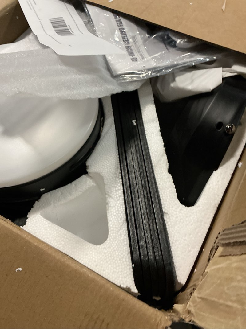 Condition photo showing Good Condition for flush mount ceiling fan with light and remote/app - 48" low profile ceiling fan with 3cct dimmable, 5 reversible blades, modern indoor fan light fixtures for bedroom, kitchen brown-48in
