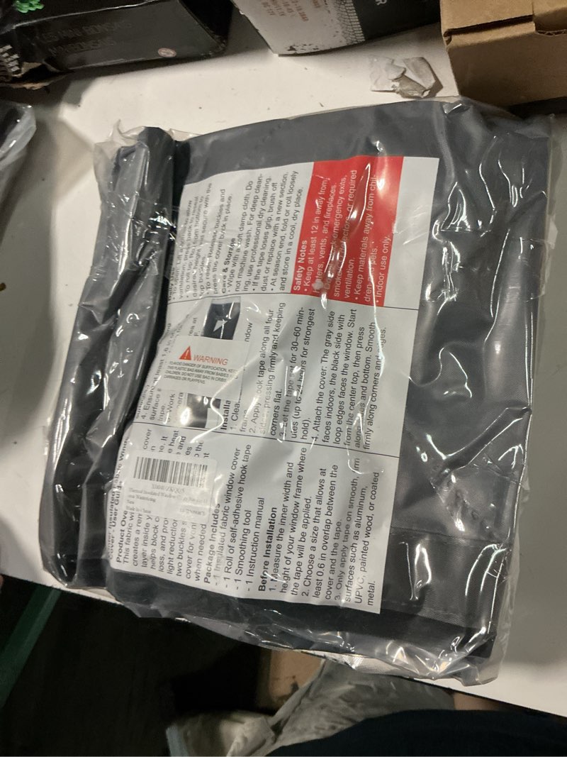 Condition photo showing Good Condition for window insulation for winter, 39?×63? thermal window cover (fits 36?×60? windows ), dual-sided winterizing curtain for home & rv, reusable draft stopper with roll-up buckle 39" × 63? gray