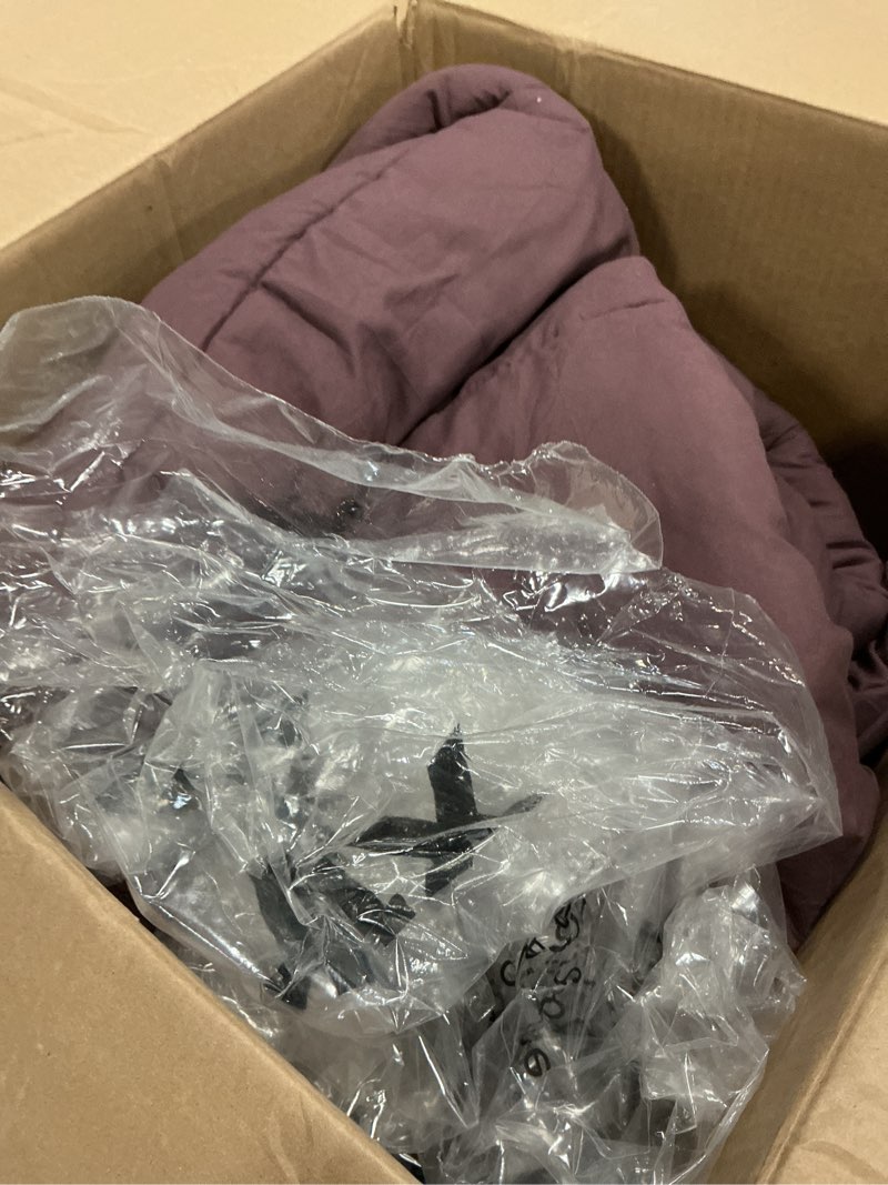 Condition photo showing As Is for cozylux queen comforter set cocoa powder, 7 pieces pintuck bed in a bag, all season comforter queen size, bed set gift for family, pinch pleat bedding sets with comforter, sheets, pillowcases & shams cocoa powder queen