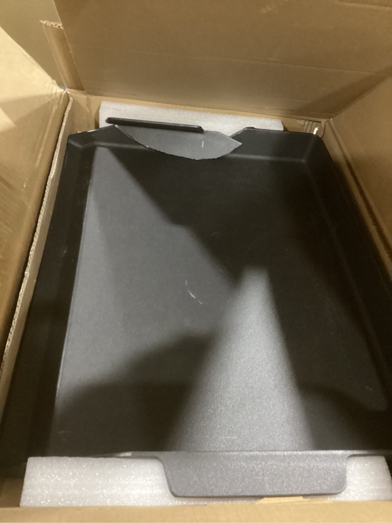 Condition photo showing As Is for Cast Iron Griddle for Gas Grill Stove Top Plate Universal Flat Griddle Insert Stovetop Skillet Charcoal Electric Range Oven Large Cooking Pan Replacement Outdoor Camp Camping Part 23" x 16" 23" x 16" x 3"