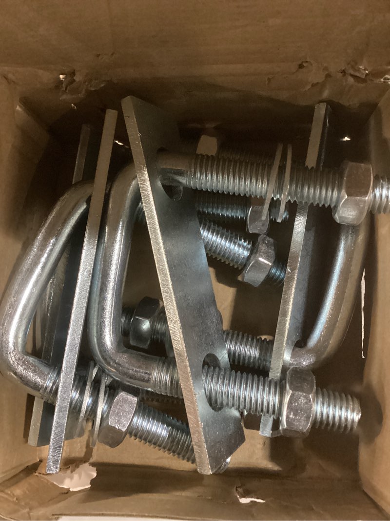 Condition photo showing Good Condition for 4 pack square u-bolts for trailer- galvanized steel clamp set, fits 2/2.5/3/3.5/4 inch wide leaf springs, 0.5in heavy duty large diameter u-bolt (2in inner width)