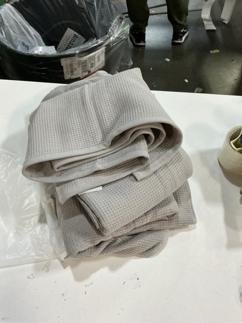 Condition photo showing As Is for quince turkish waffle terry bath towel (set of 2)grey 