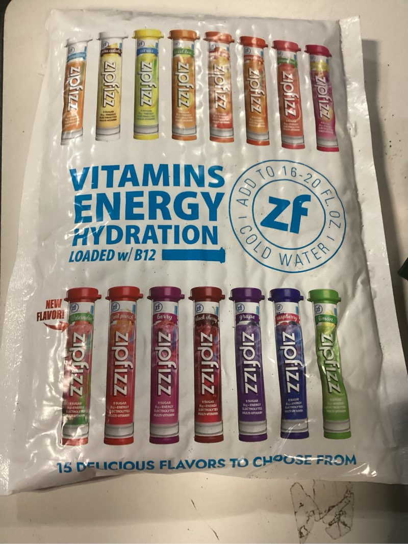 Condition photo showing New/Like New for (Exp:04/2026) Zipfizz Daily Energy Drink Powder, Variety Pack, 15 Pack | 3-in-1 Sustained Energy, Rapid Hydration, and Essential Vitamins | Sugar-Free | Electrolyte Powder | Contains Vitamin B-12 & Antioxidants Variety 0.39 Ounce (Pack of 15)
