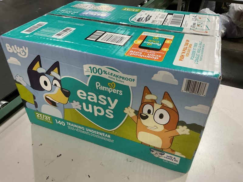 Condition photo showing New/Like New for pampers training pants - easy ups boys & girls bluey - size 2t-3t, 140 count, children's potty underwear (packaging may vary) 2t-3t 140