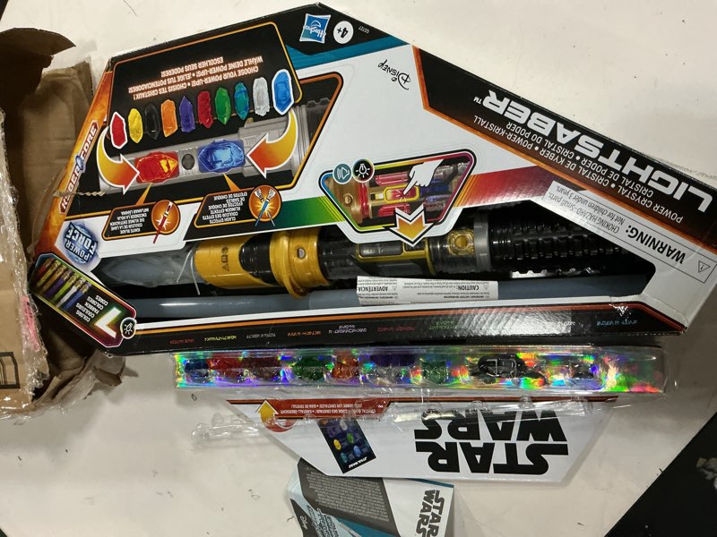 Condition photo showing As Is for ( incomplete ) star wars power crystal lightsaber, 7 colors & 10 crystals, 50+ color-changing combinations, lights & sounds, toys for boys & girls ages 4+